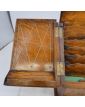 Petit Bureau de Voyage Chêne avec Encrier Verre