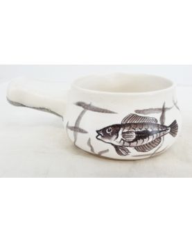 VALLAURIS Frozen Decor of Grey Fishes on Background White