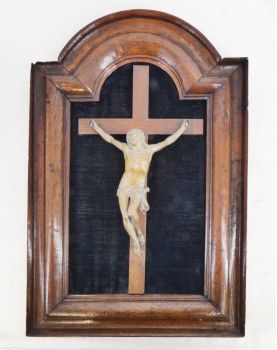 Panneau Religieux du XVIIIe Siècle avec Christ Cadre Mouluré