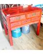 Petit Meuble Asie Laqué Rouge 2 Tiroirs