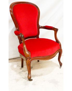Fauteuil Cabriolet Velours Rouge