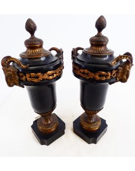 Paire de Cassolette en Bronze Tête de Bélier