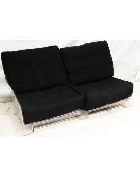 KARTELL Canapé 2 Places Monture en Plexiglass et Assise Tissu Noir