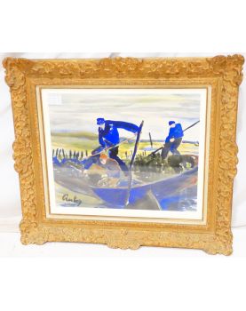 Gouache sur Papier Creston Ramasseur Signé GOUESMON