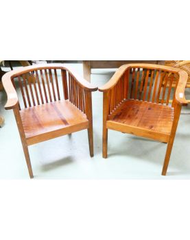 Pair of exotic wooden armchairs