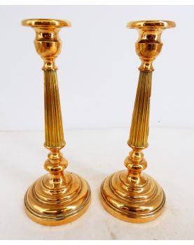 Paire de Bougeoirs Colonnes en Laiton