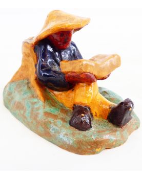 Emailed terracotta Asian statuette