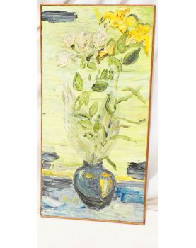 Luc HORNIES Huile sur Toile Bouquet Floral