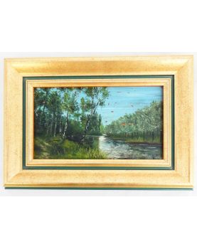 Petite Huile sur Panneau Décor Rivière