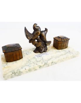 Encrier de Bureau Art Déco Oiseaux