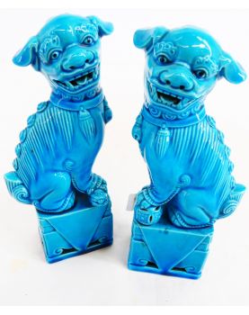 Couple de Chiens de Fo Bleu